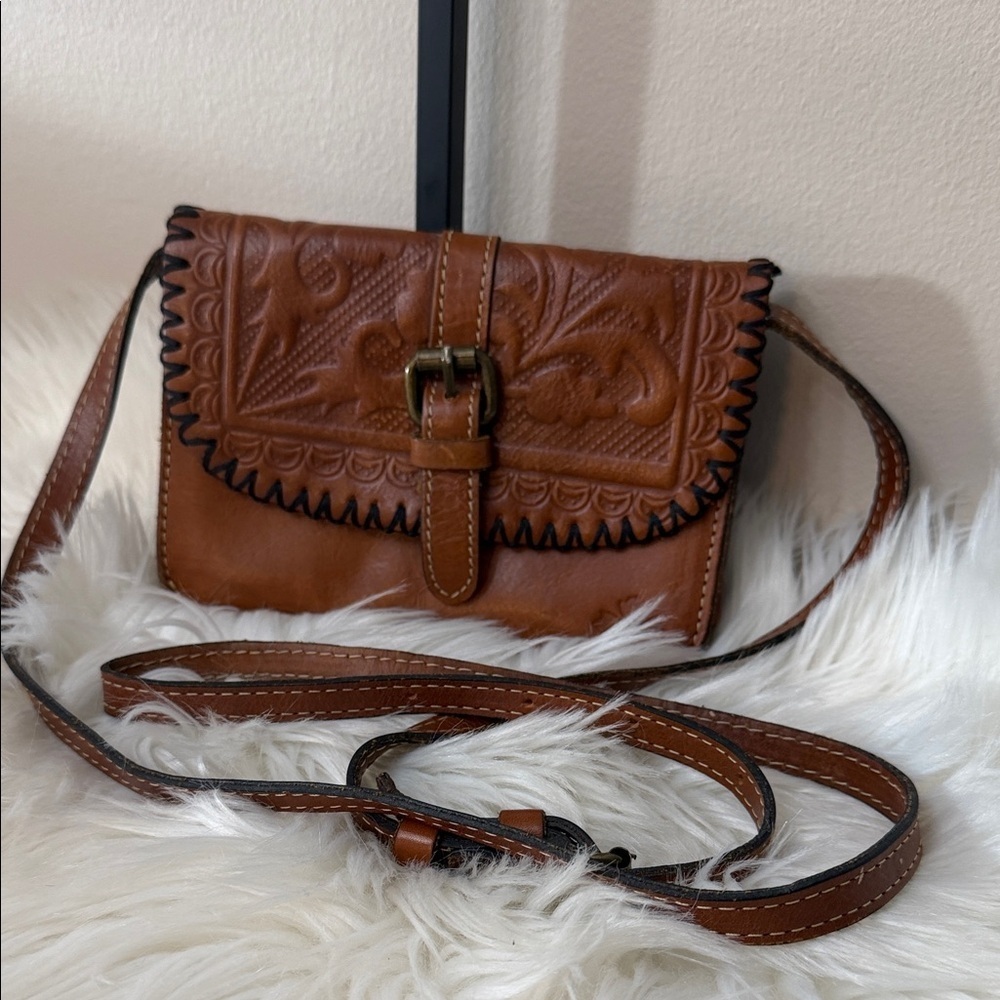 Patricia Nash Tan Leather Crossbody Bag